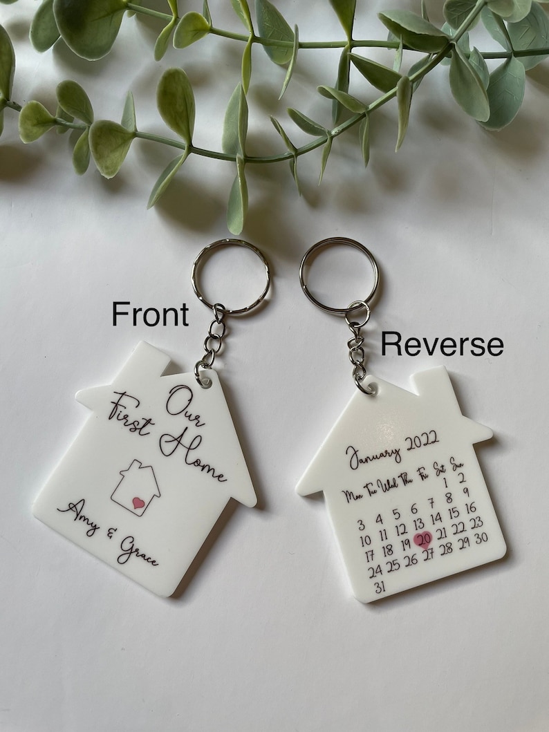 New Home Keyring, New Home Gift, Personalised Keyrings, Housewarming Gift, First House, Acrylic Keyring, Moving house gift, Couples Keyrings 