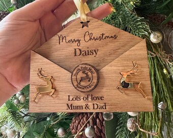 Christmas wooden envelope, Personalised Christmas, Christmas gift, Christmas envelope, Christmas list holder, Christmas decoration