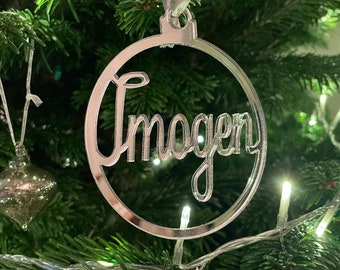 Personalized Mirrored Acrylic Christmas Bauble - Custom Ornament