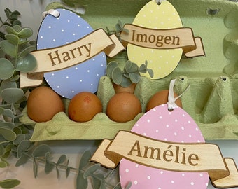 Personalised Easter Egg Decorations, Easter decor, Easter gift, Easter tags, egg decoration, Easter basket gift tag, wooden name gift tags,