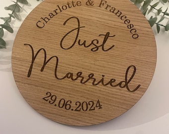 Personalised just married Wedding Plaque, wedding sign, Weddings Gift, Couples Gift, Wedding Photo Prop, Personalised Wedding sign