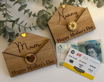 Personalized Oak Veneer Mother's Day Money Envelope