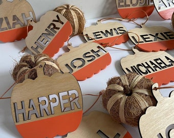 Personalized Halloween Pumpkin Decoration, Plywood Name Tag