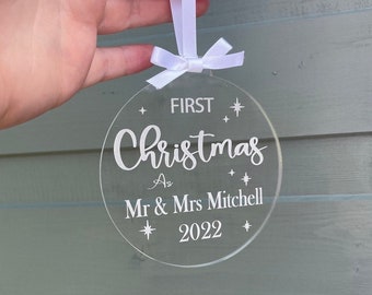 1st Christmas Married, First Christmas married bauble , couple gifts, Christmas bauble, Christmas decoration, acrylic bauble, wooden bauble