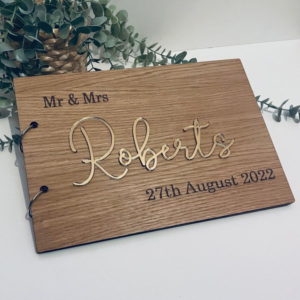 Wooden wedding guest book, Personalised guest book, Wedding scrapbook, Photo Album, Rustic Wedding Decor, Wedding keepsake, Couples gifts