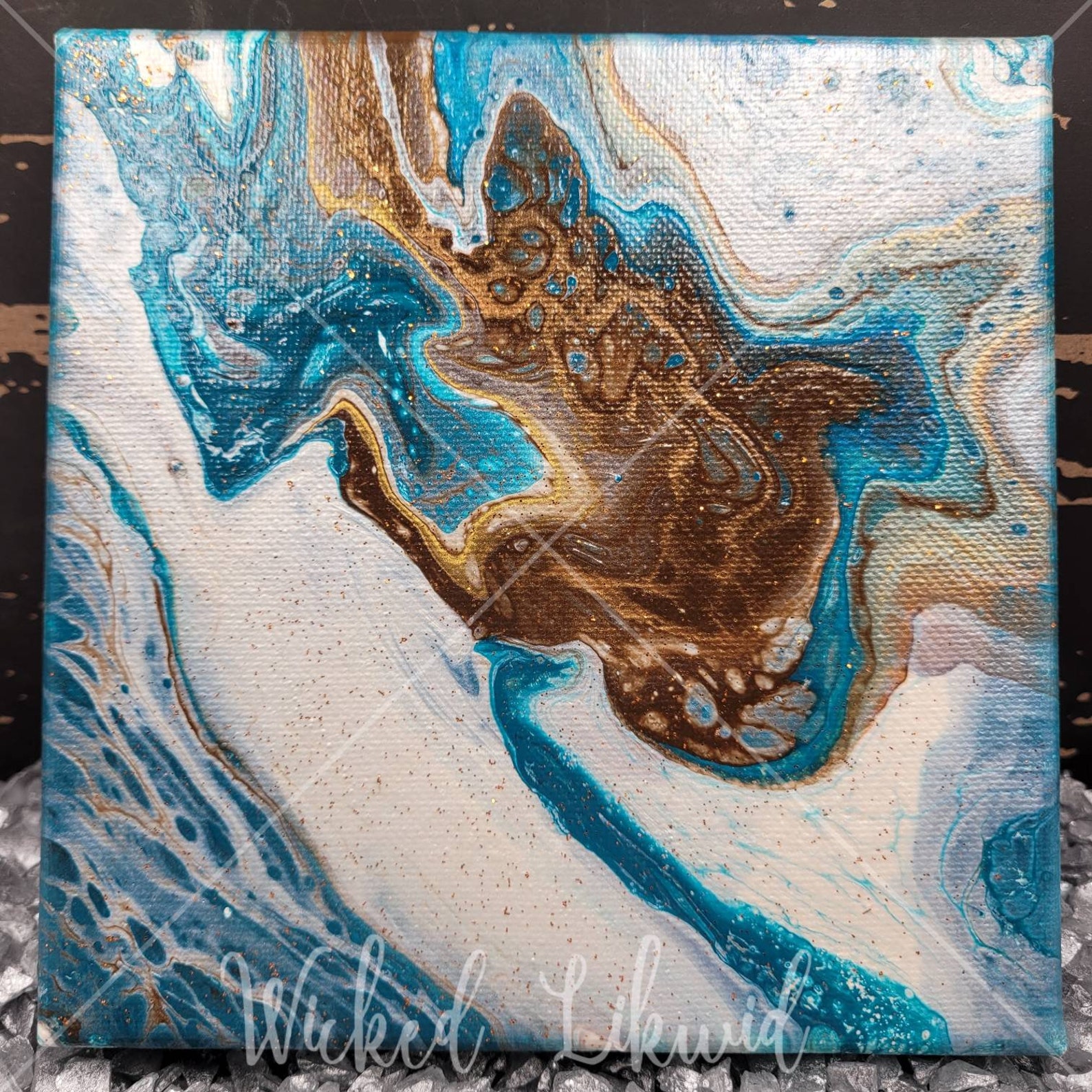 6x6 Acrylic mixed media art on stretched canvas. Etsy
