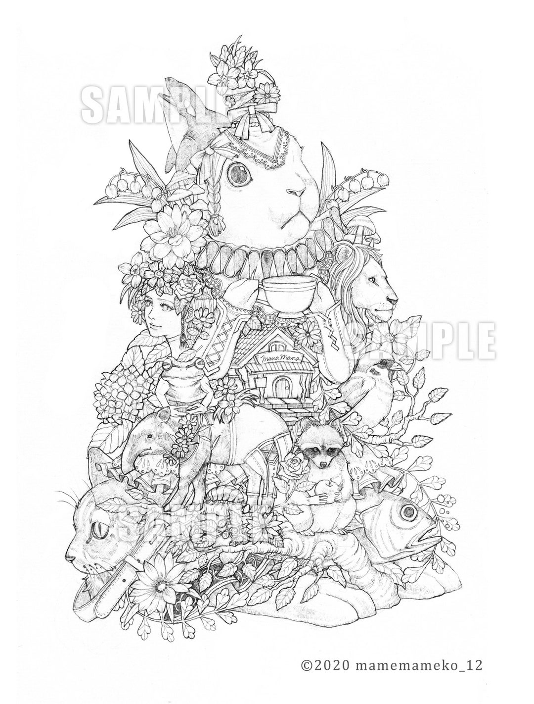 Rabbit Printable Coloring Page for Adultsjpg - Etsy