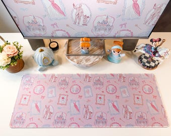 Walt | Mickey | Partners | Castle | Coquette Frame | Pink | Girly | Desk Mat | Mouse Pad | Coaster | DM115