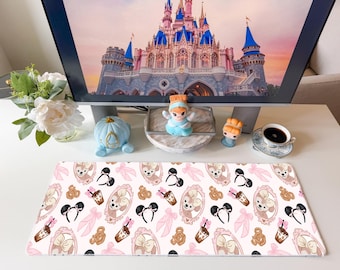 Duffy Bear | Mickey |  Castle | Snacks | Coquette Frame | Pink | Girly | Desk Mat | Mouse Pad | Coaster | DM109