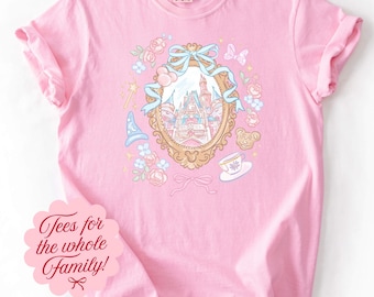Disney World Castle Coquette Balloons Tea Cup Snacks Tee T-Shirt Bodysuit T-5068