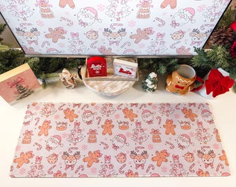 Christmas | Holiday | Gingerbread | Retro | Desk Mat | Mouse Pad | Coaster | DM172