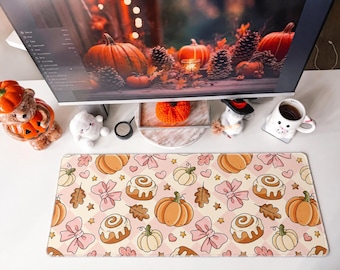 Fall | Pumpkin | Cinnamon Roll | Coquette | Cottage Core | Desk Mat | Mouse Pad | Coaster | DM201