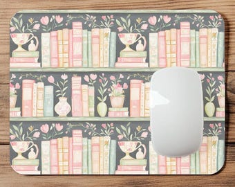 Floral Books Bookshelf Book Lover | Mousepad | Mouse Pad | Coaster | MP135