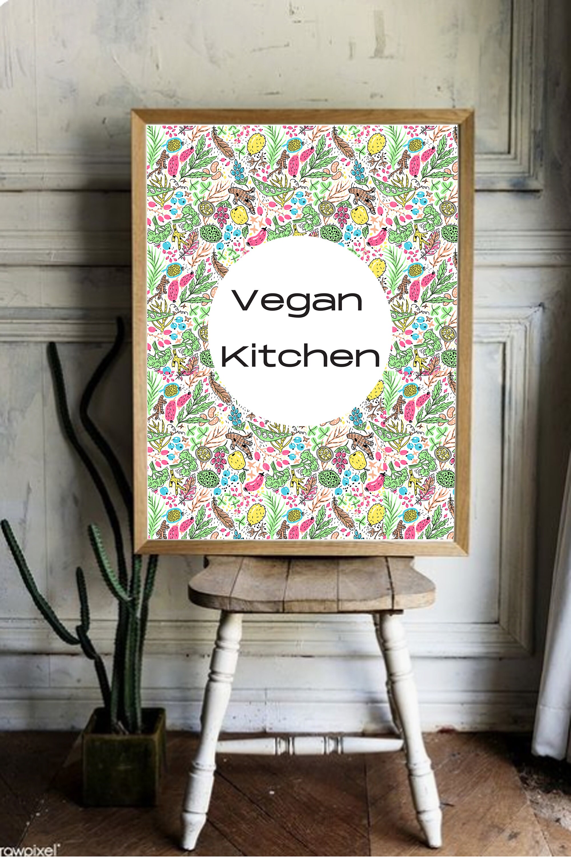 Vegan Kitchen Decor Wall Art Digital Download Animal Etsy
