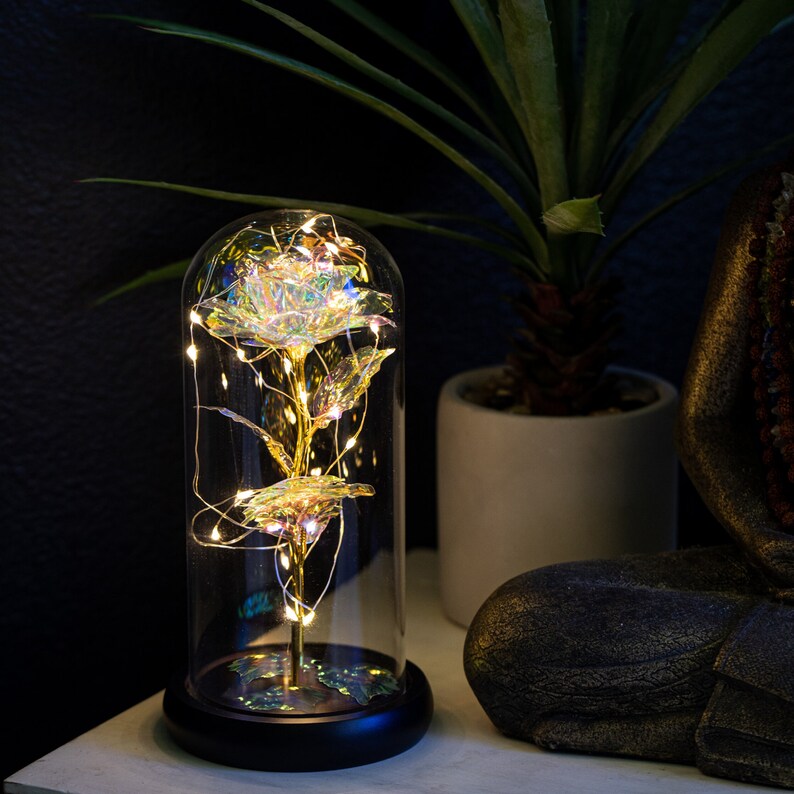 Galaxy Rose from Beauty and the Beast Rose In Glass Dome Etsy