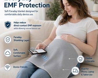 EMF Protection Blanket | Anti Radiation Shield for Phone & Laptop | Faraday Fabric EMF Blocking Mat | 18x18 RF Protection Pad