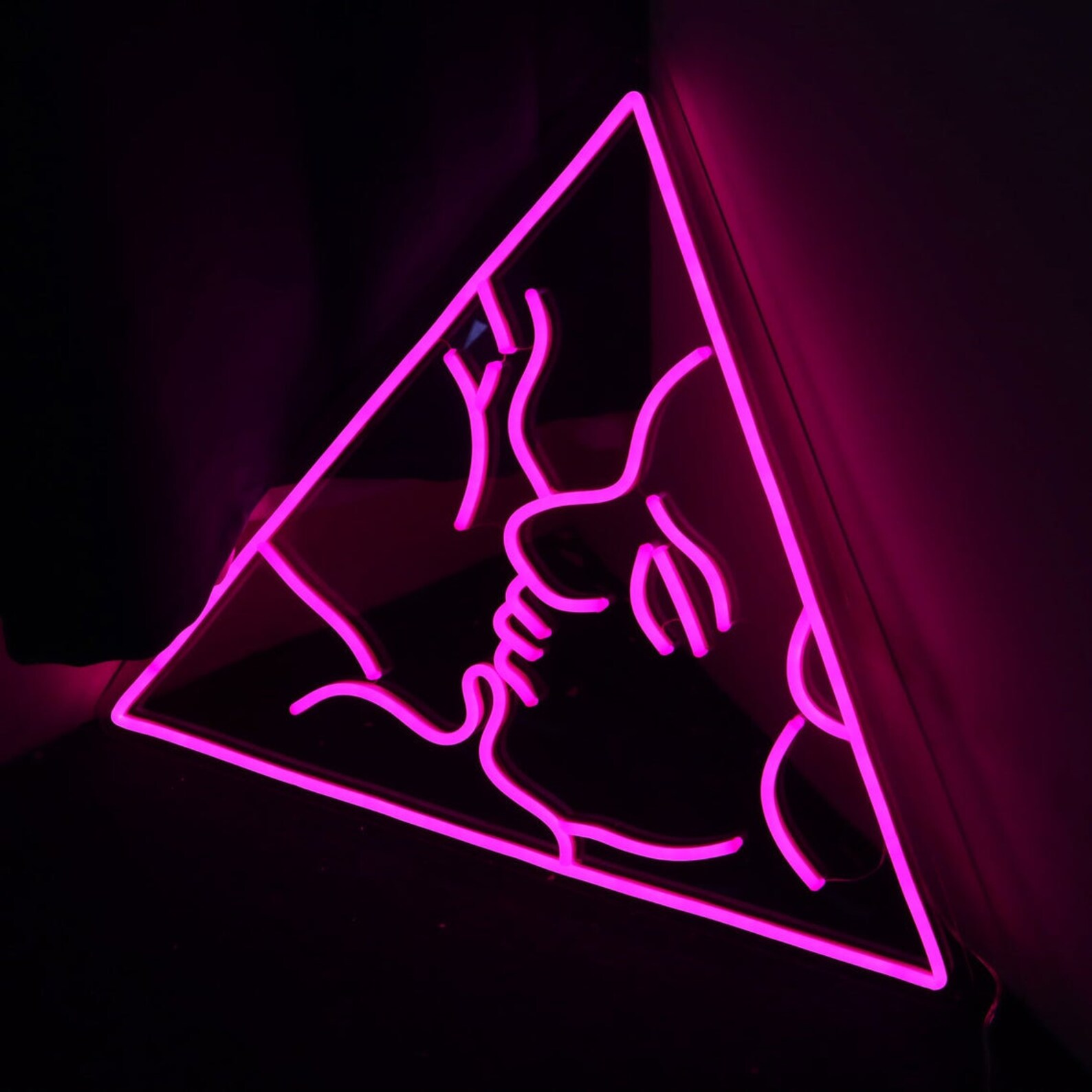 Love Kiss Art Decor Neon Sign Bedroom Decoration Wall Hanging Etsy