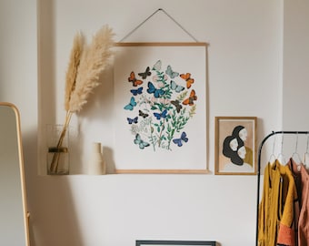 Vintage Butterfly Print: Colorful Botanical Illustration Art