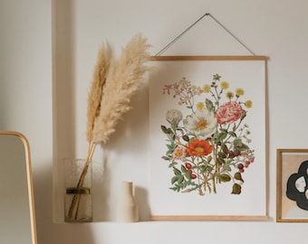Vintage Rose Bouquet Print: 1800s Botanical Art