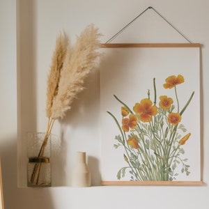 Vintage Orange Flower Art Print: Botanical Illustration