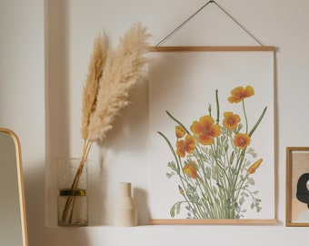 Vintage Orange Flower Art Print: Botanical Illustration