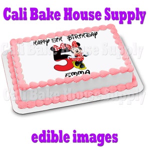 Image Comestible De Gateau De Souris Minnie Feuille De Etsy