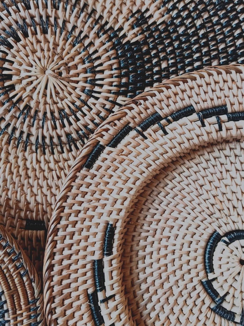 Rattan Hanging Wicker Plates Basket 5Set HandMade from Etsy