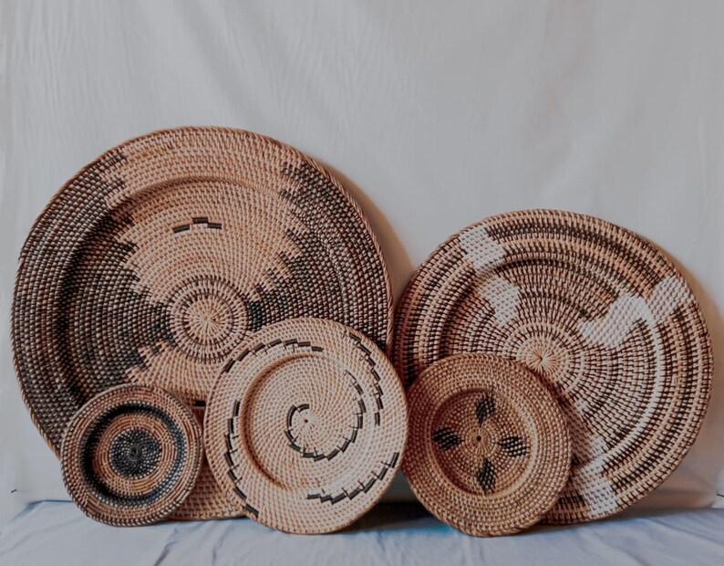Rattan Hanging Wicker Plates Basket 5Set HandMade from Etsy