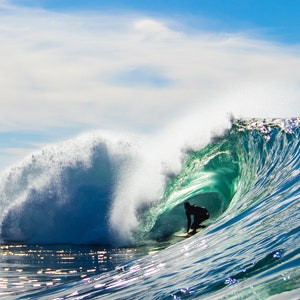 Big Wave Surfer in Barrel Silhouette Photo Print Wave Photography