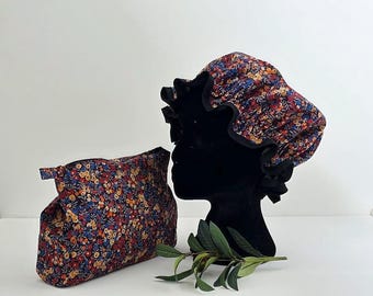 Liberty Shower Cap and Matching Toiletry Bag Set