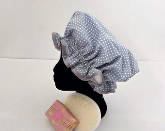 Grey & White Spot Shower Cap