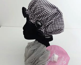 Zwart-wit geruite douchemuts