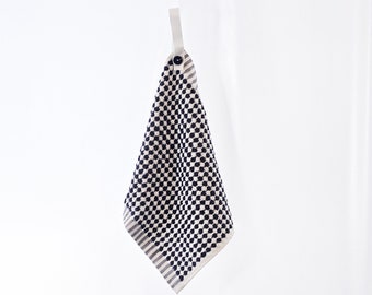 Navy and White Spot Hanging Hand Towel