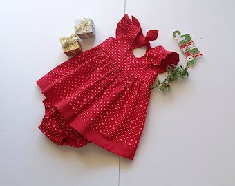 Christmas sundress with matching bloomers