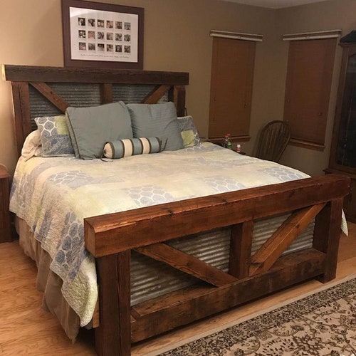 Reclaimed Wood Bed Frame Barn Wood Bed King Bed Frame Wood Etsy