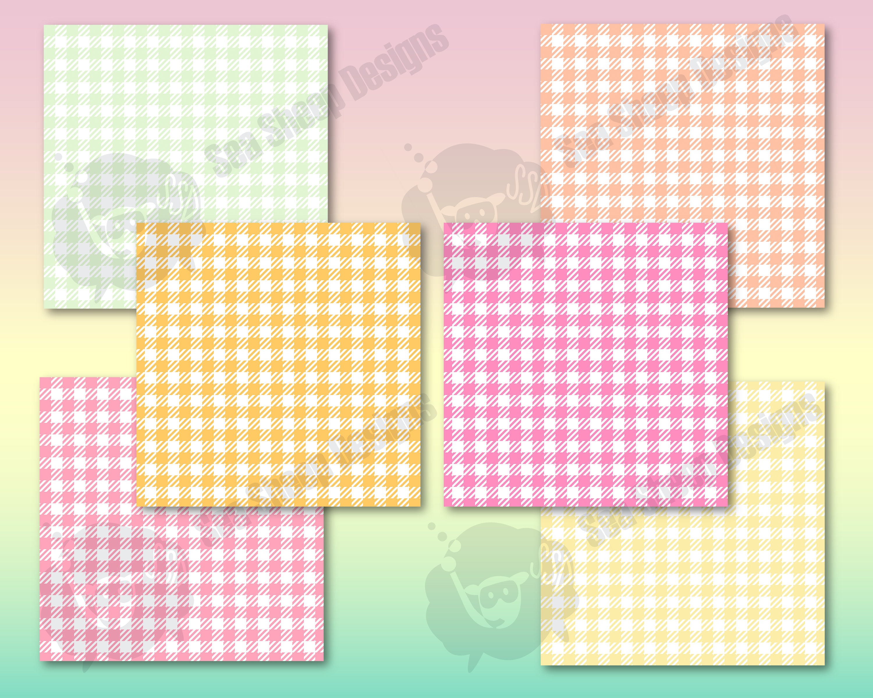 Gingham Digital Paper Set in Pastel Rainbow Colors/ SVG PNG Digital ...