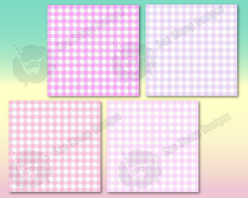 Gingham Digital Paper Set in Pastel Rainbow Colors SVG PNG digital paper pack Plaid for collage and scrapbook Instant download