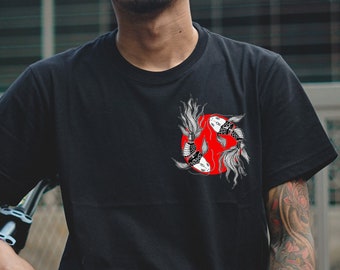 Koi Fish, Yin Yang Tattoo Style T-Shirt | Japanese Alternative Streetwear