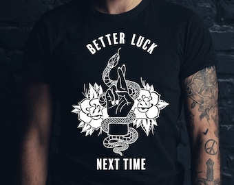 Tattoo Style Snake and Roses T-Shirt | Alternative, Punk Rock Streetwear Traditional Tattoo Flash Style Short-Sleeve Unisex T-Shirt