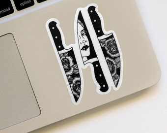 Tattoo Knife Die Cut Sticker