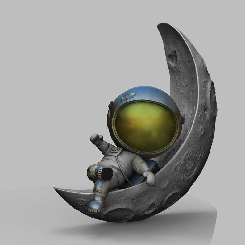 CUTE Chibi Astronaut Chillin on Moon Wall Decor - Etsy