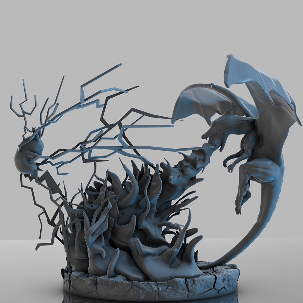 Charizard Vs Pikachu Battle 3D Printing Diorama - Etsy