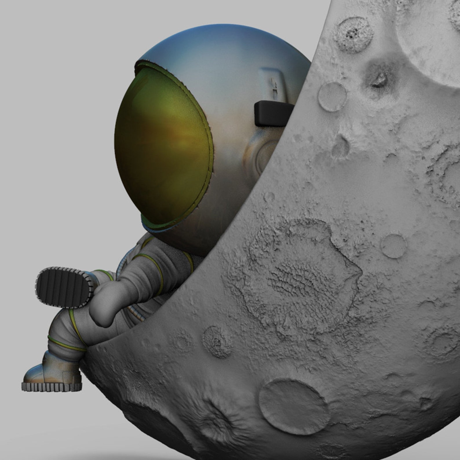 CUTE Chibi Astronaut Chillin on Moon Wall Decor - Etsy