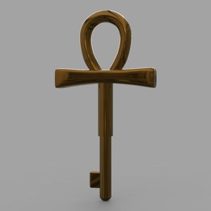 May include: A gold-coloured key shaped like an ankh, an ancient Egyptian symbol of life.