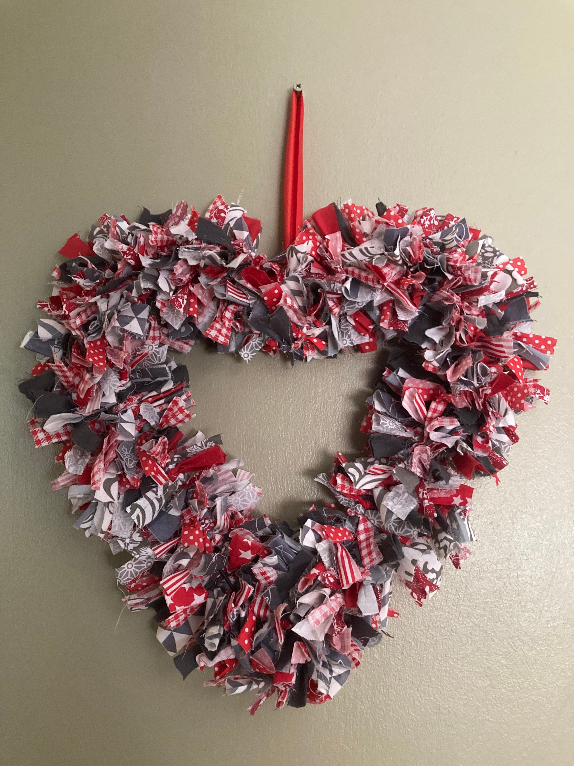 30 cm Heart Rag Wreath Etsy