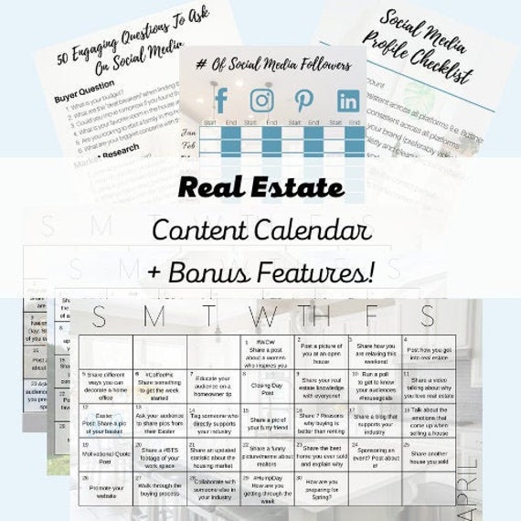 Real Estate Social Media Content Calendar 365 DAYS - Etsy