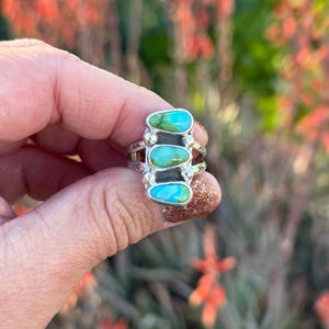 8 Sonoran Gold Turquoise Ring size 8 | Sterling Silver | Custom Jewelry | Handmade | One of a kind