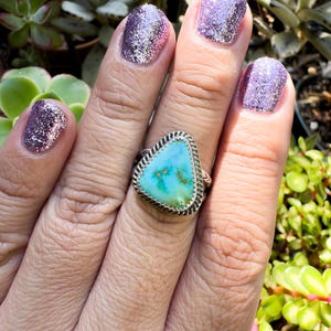 8 Sonoran Gold Turquoise Ring size 8 | Sterling Silver | Custom Jewelry | Handmade | One of a kind