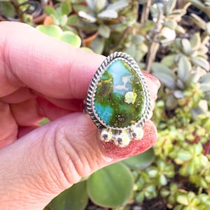 8 Sonoran Gold Turquoise Ring size 8 | Sterling Silver | Custom Jewelry | Handmade | One of a kind