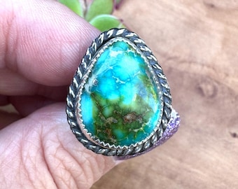 Anillo Sonoran Gold Turquoise talla 9.5 / Plata de ley / Hecho a mano